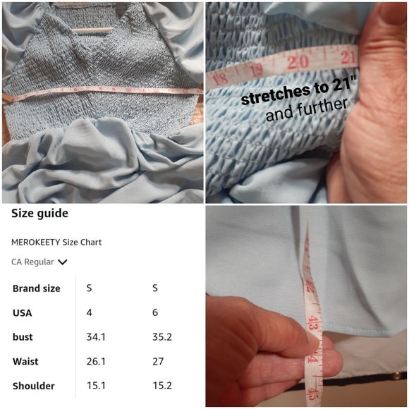 Pretty Blue Dress Flexible Size Small - Picture 16 of 16